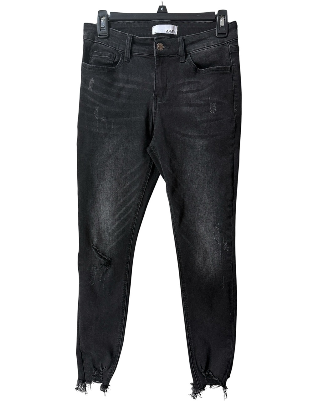 VERVET Black Distressed Skinny Jeans Raw Hem Style #VT629 Size 27
